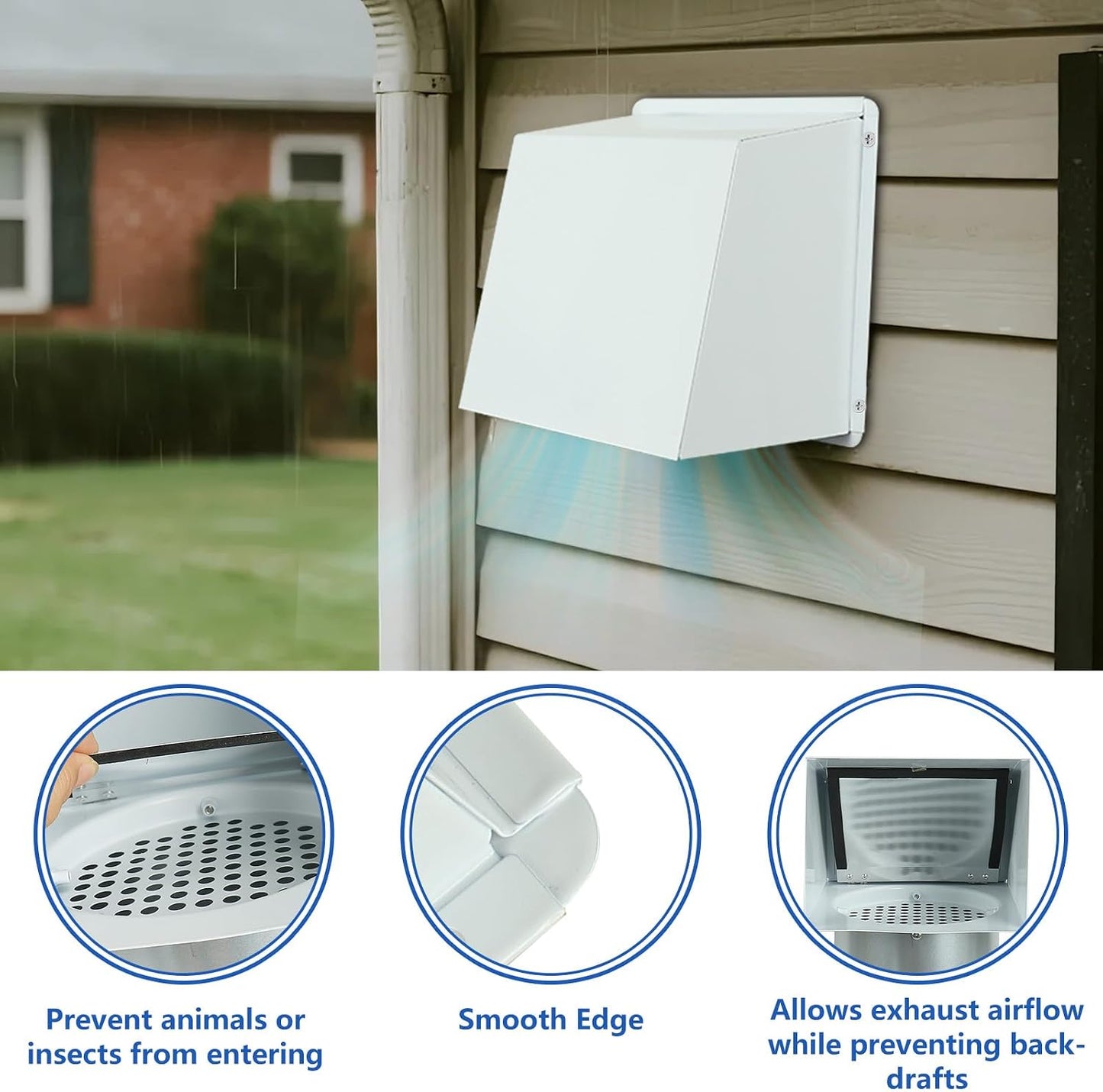 Tapa ventilación pared 8pulg con pantalla y amortiguador