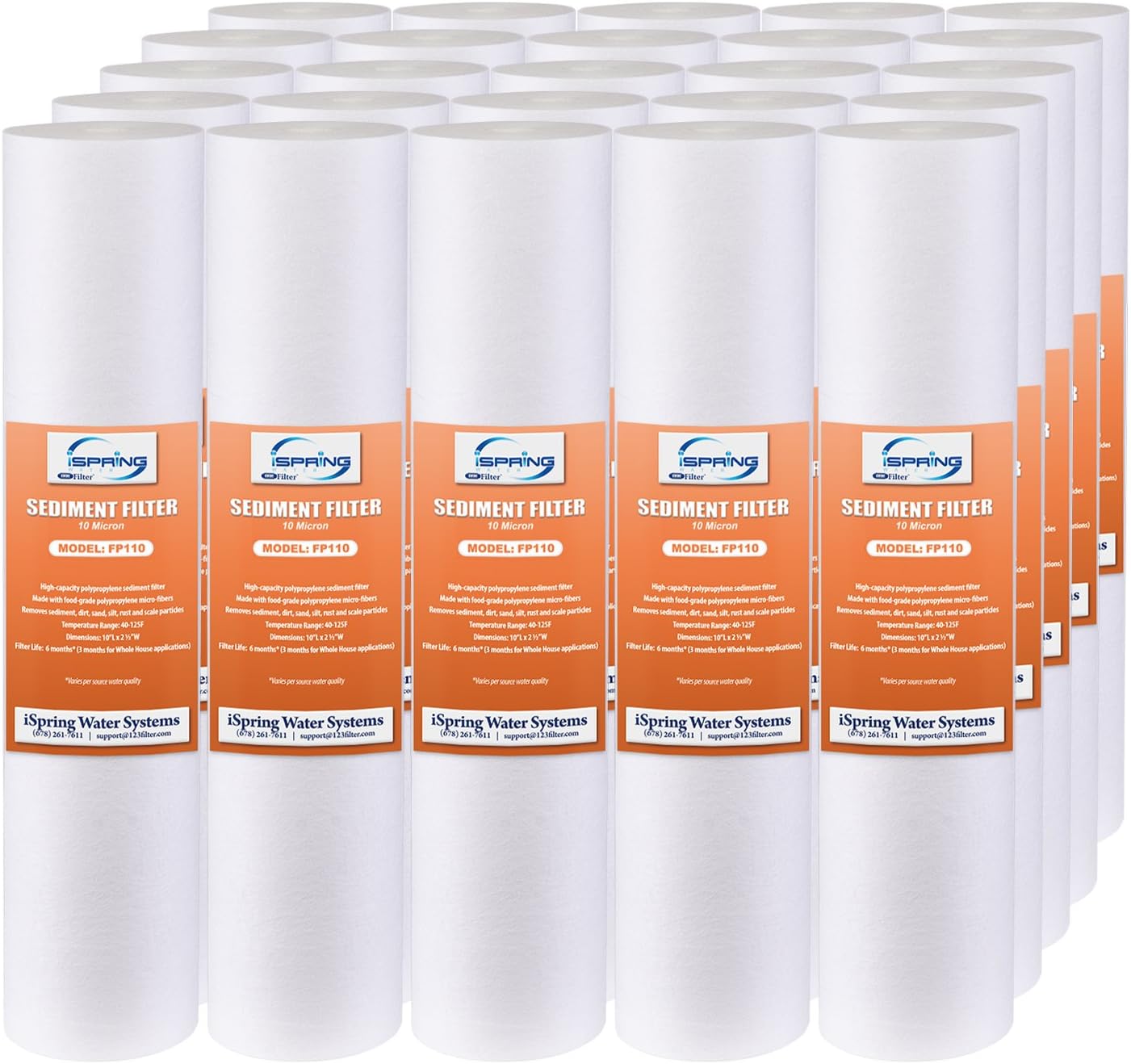 Cartuchos filtro agua 10x2.5pulg 10micras pack 25 blanco