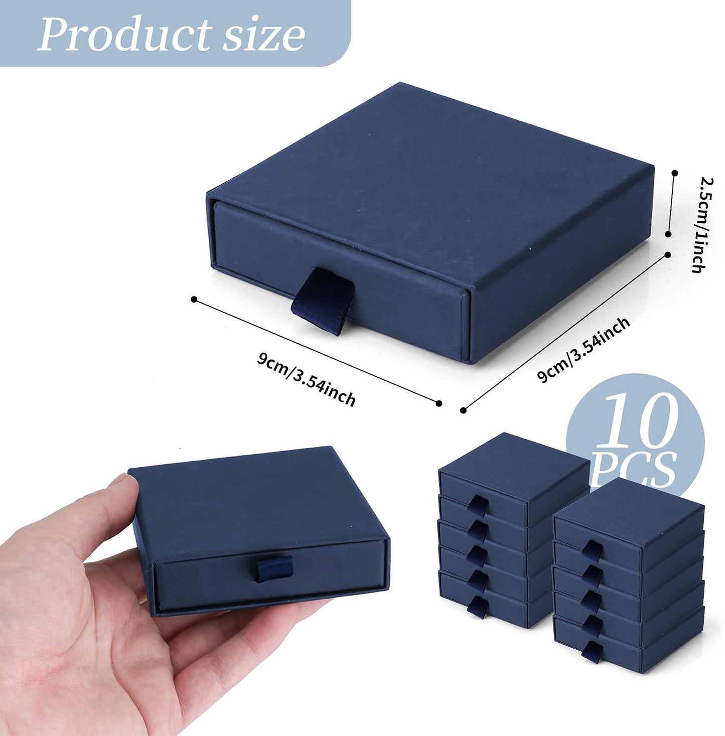 10 Cajas Regalo Cartón con Espuma 3.5x3.5" para Joyas
