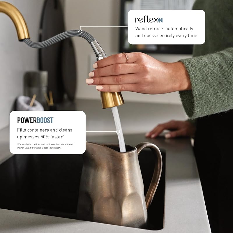 Grifo cocina cepillado con rociador extraíble boost