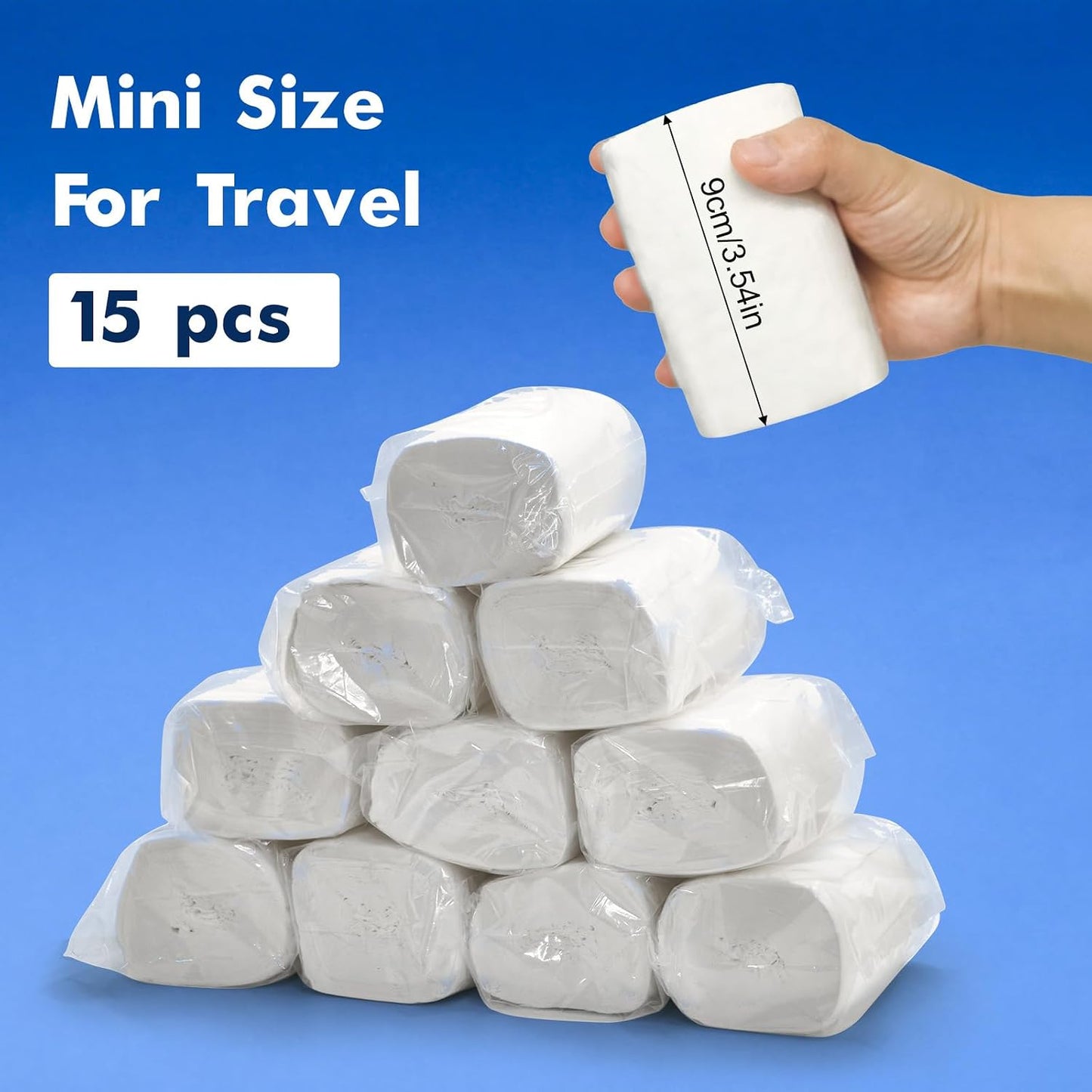 8 Rollos Papel Higiénico Viaje Suave Compacto