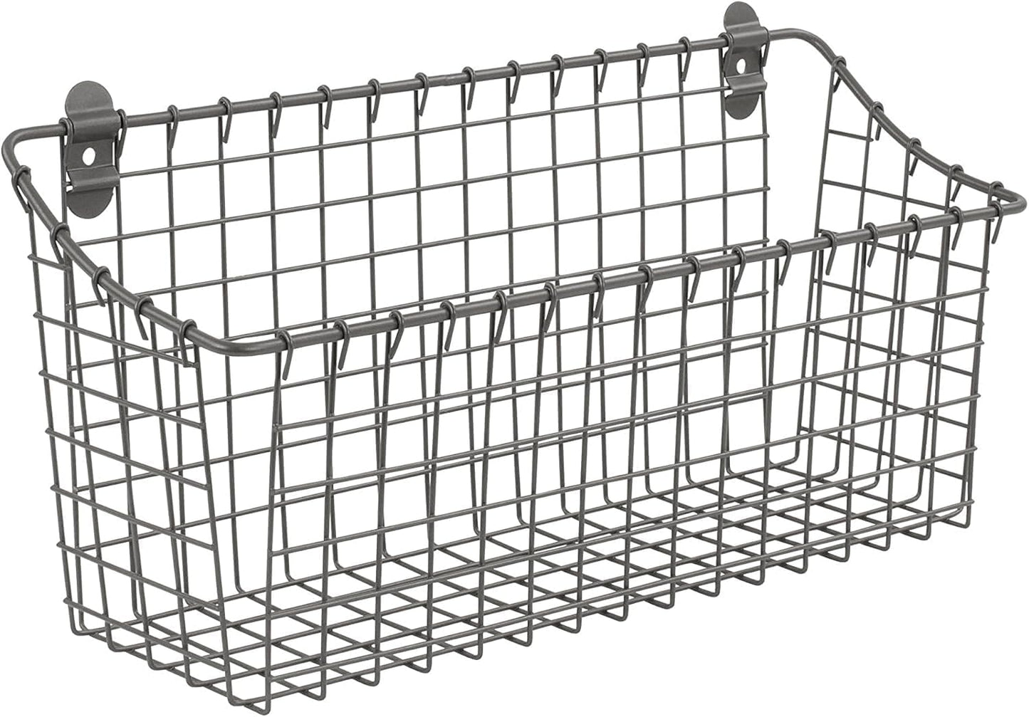 Cesta alambre gris para pared organiz. vintage