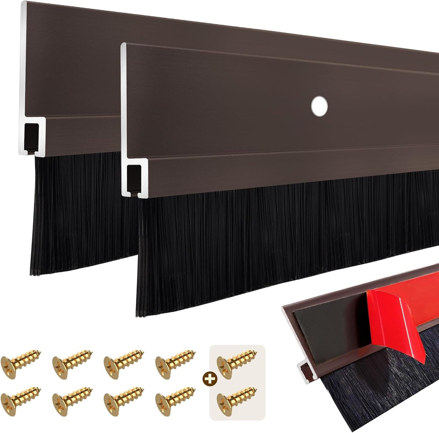 2 Pzas Cepillo Puerta Base Aluminio Forma H 0.6pulg