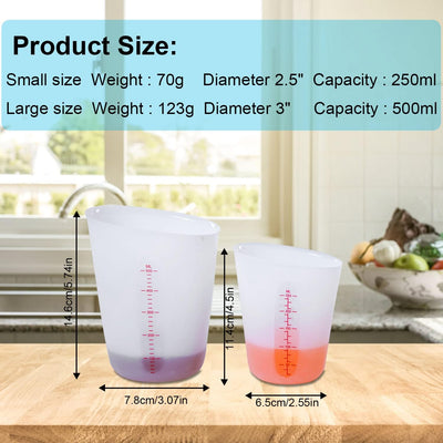 2 Tazas Medidor Silicón 16.9 y 8.5oz para Resina Bricolaje