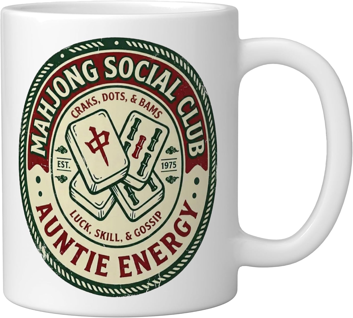 Taza Cerámica Mahjong Social Club con Estilo Dots Bams