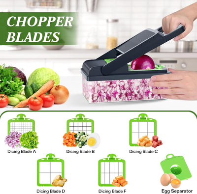 Picadora 15 en 1 para verduras, queso y huevo con tapa