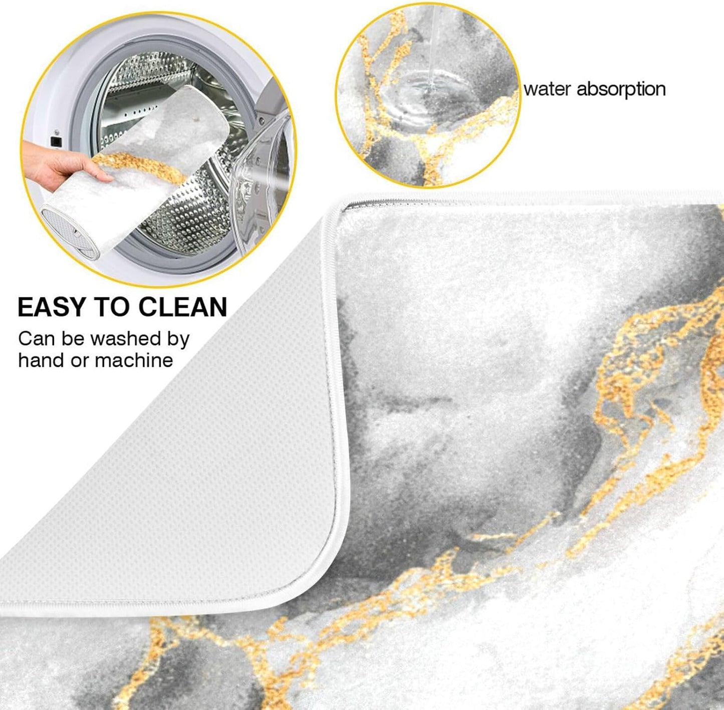 Tapete escurridor platos mármol blanco 16x18pulg microfibra