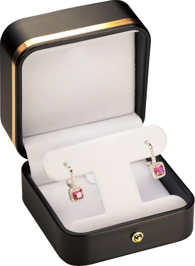Caja aretes estilo T piel sintética collar y aretes negro