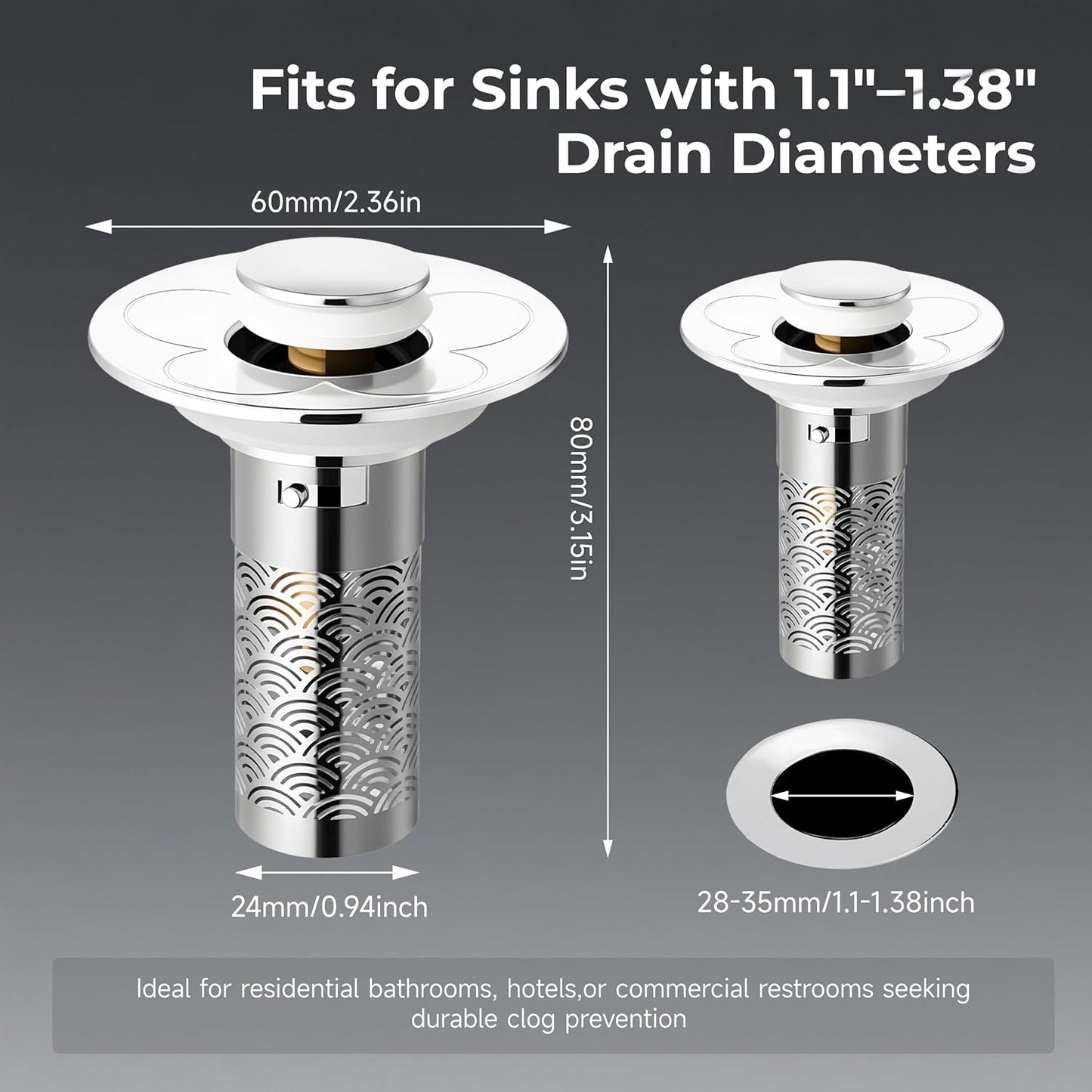 Colador drenaje baño acero inox desplegable cesta extraíble