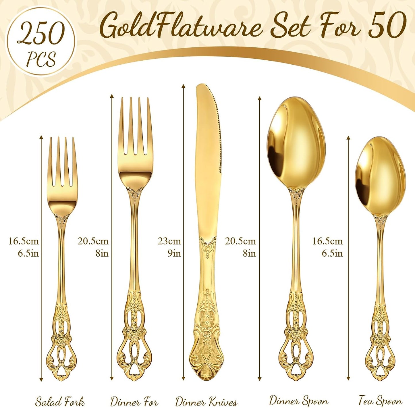 Set 250 Pzas Cubiertos Retro Plata Real Acero Inox