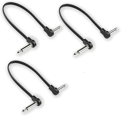 Cable plano guitarra 12pulg 1/4pulg ángulo recto negro set 3