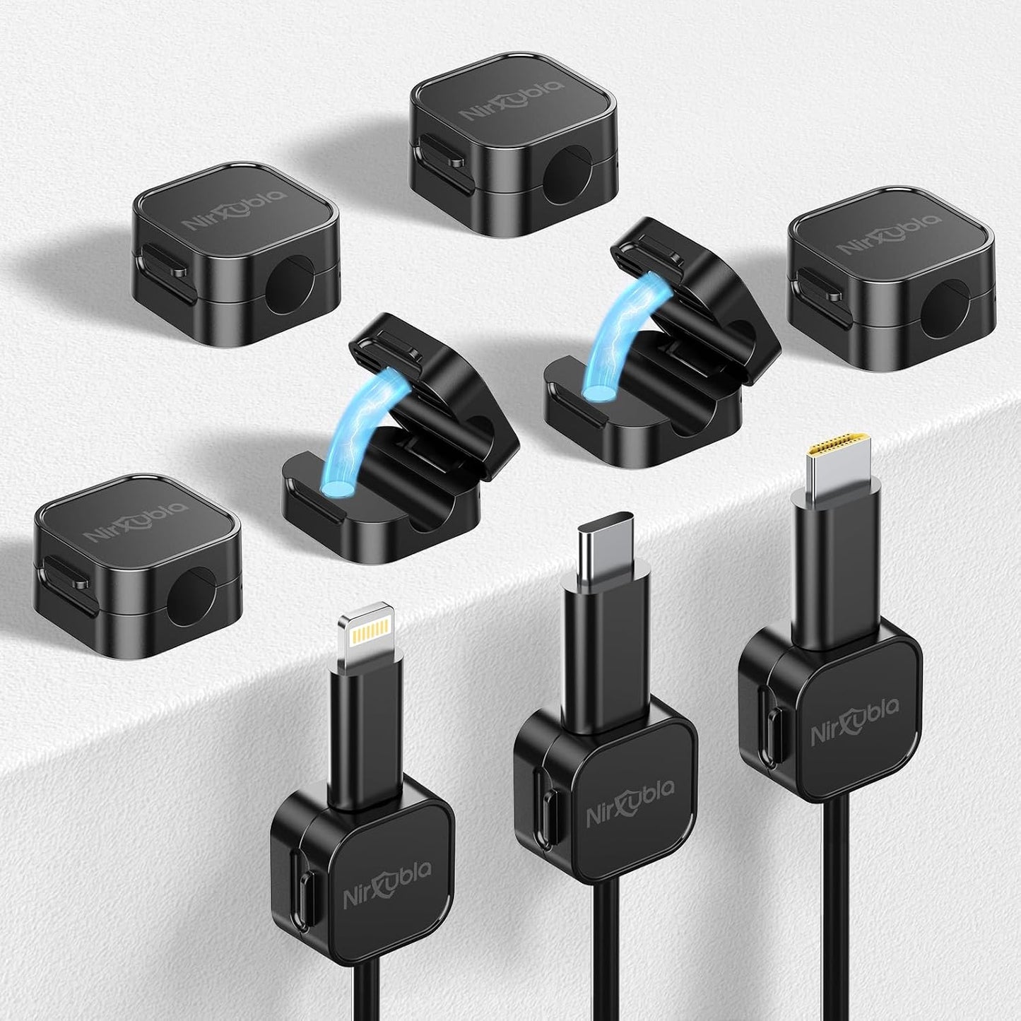 9 Clips magnéticos para cables adhesivo mejorado