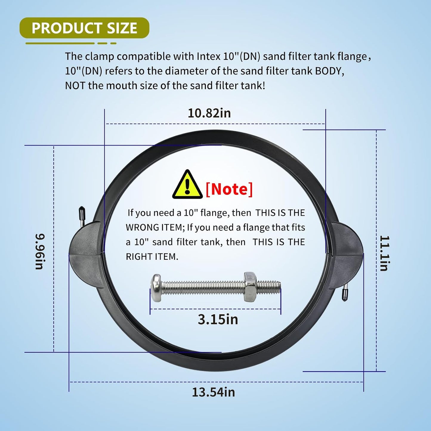 Abrazadera filtro arena Intex 10" Krystal Clear