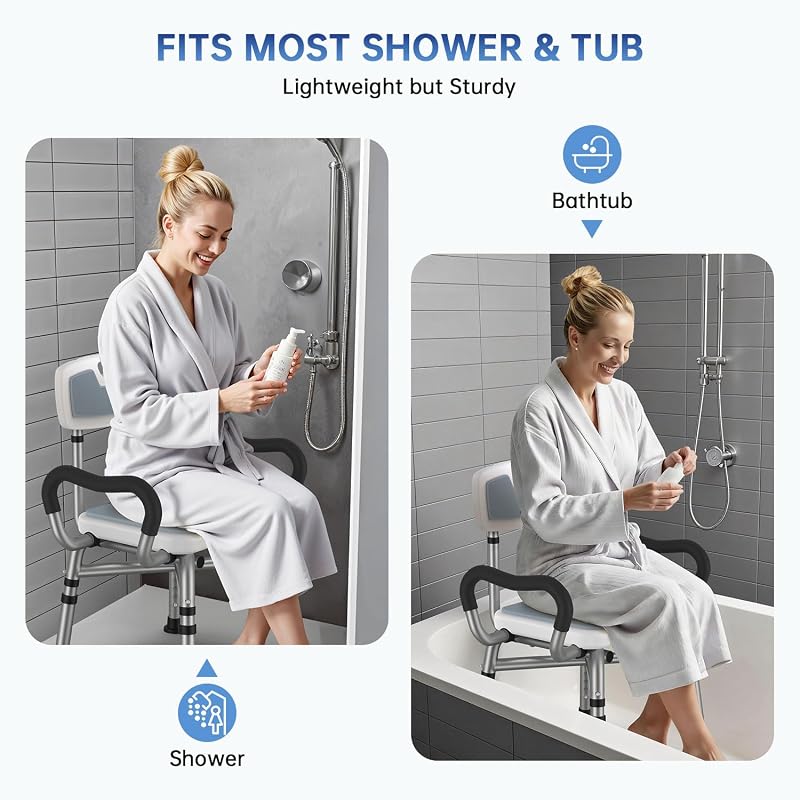 Silla ducha ajustable asiento bañera 550lb antiderrap