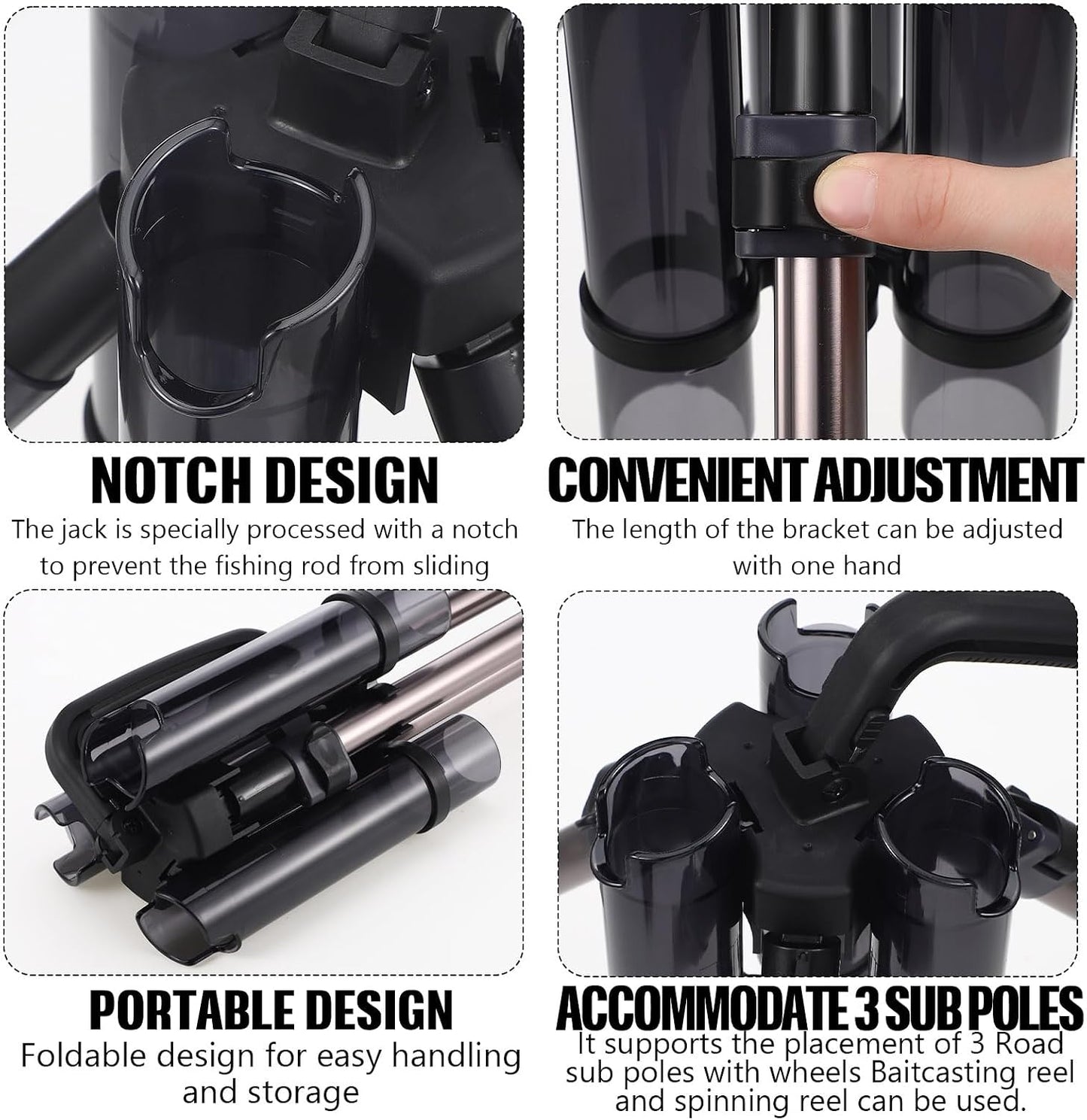Soporte plegable para 3 cañas de pescar vertical portátil