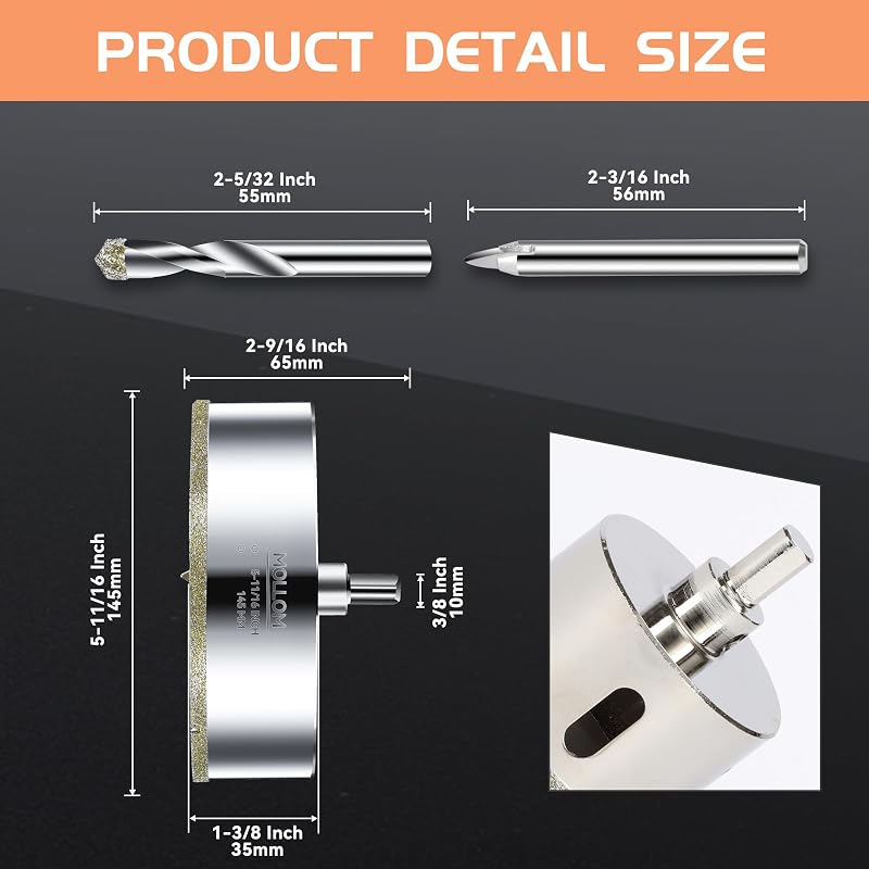Sierra perforadora diamante 145mm 2 brocas corte suave azulejos