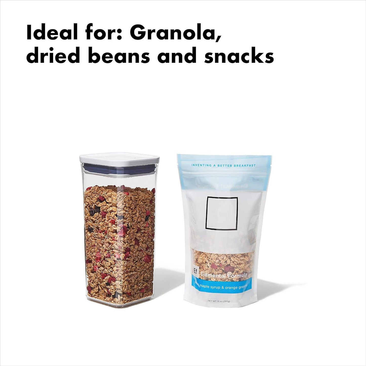 Recipiente hermético POP cuadrado 1.7qt granola