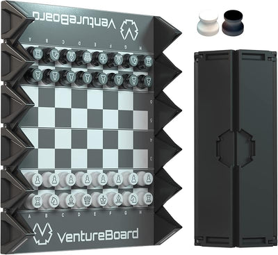 Set ajedrez magnético 6pulg tablero plegable negro/gris