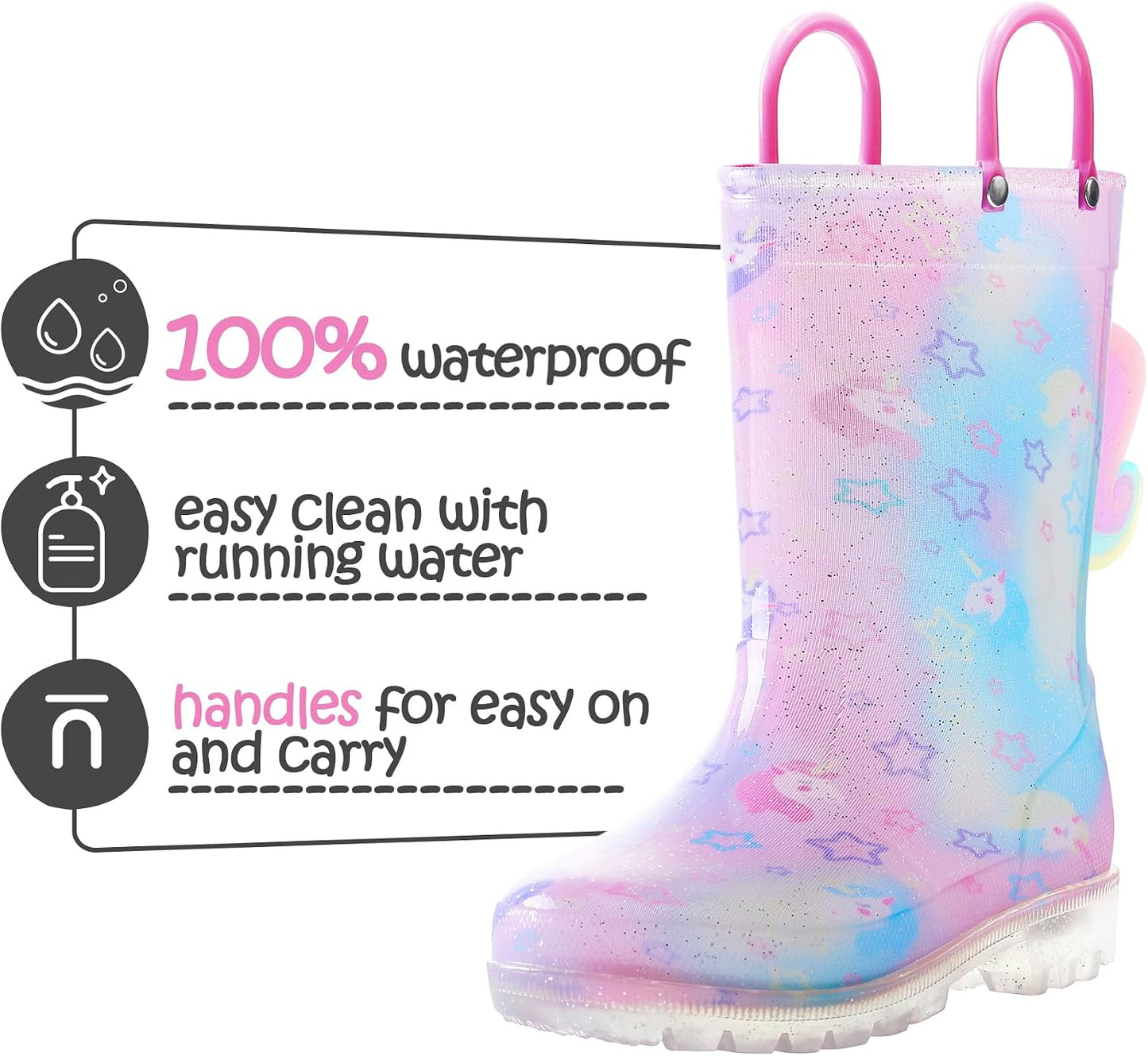 Botas lluvia para niños con asas impermeables