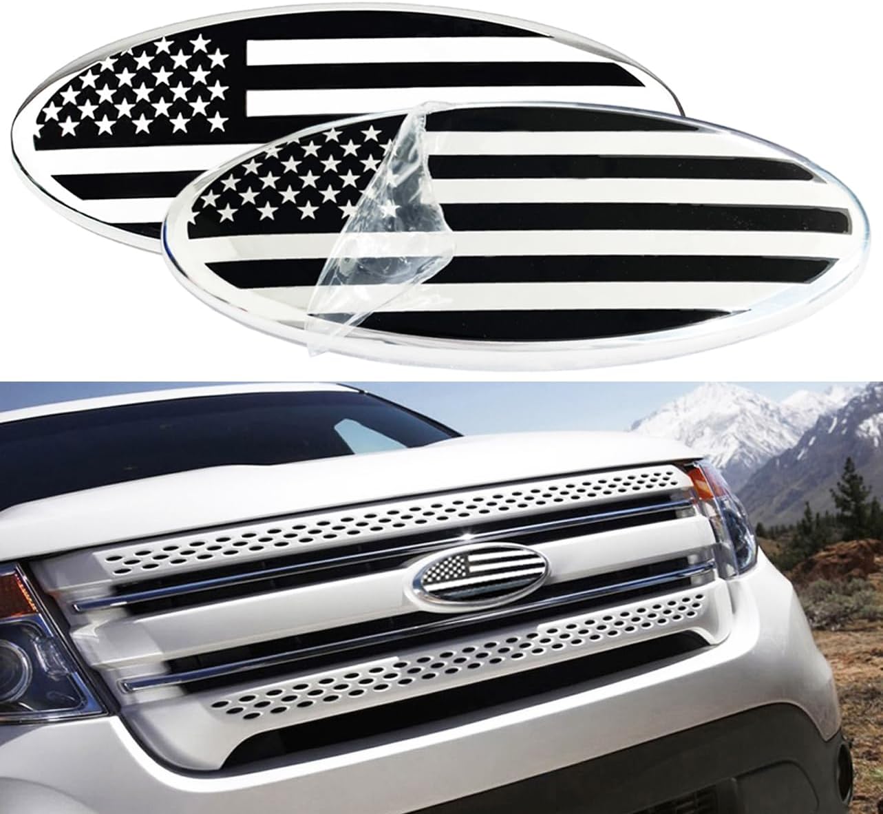 2 Emblemas 9" Ford F150 Edge Explorer 04-16 cromo negro