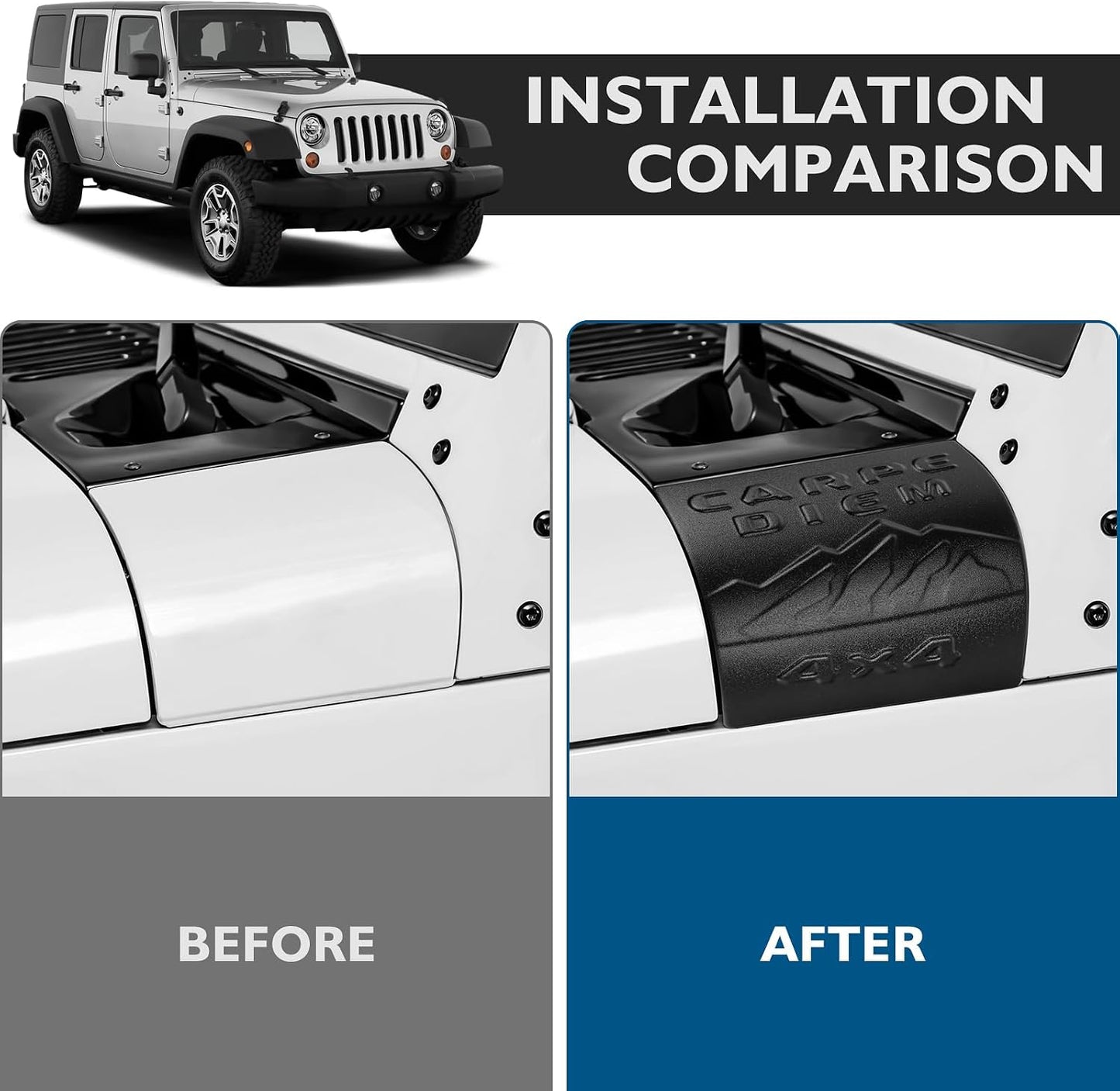 Cubierta capó Jeep Wrangler JK 2007-17 protectores esquina