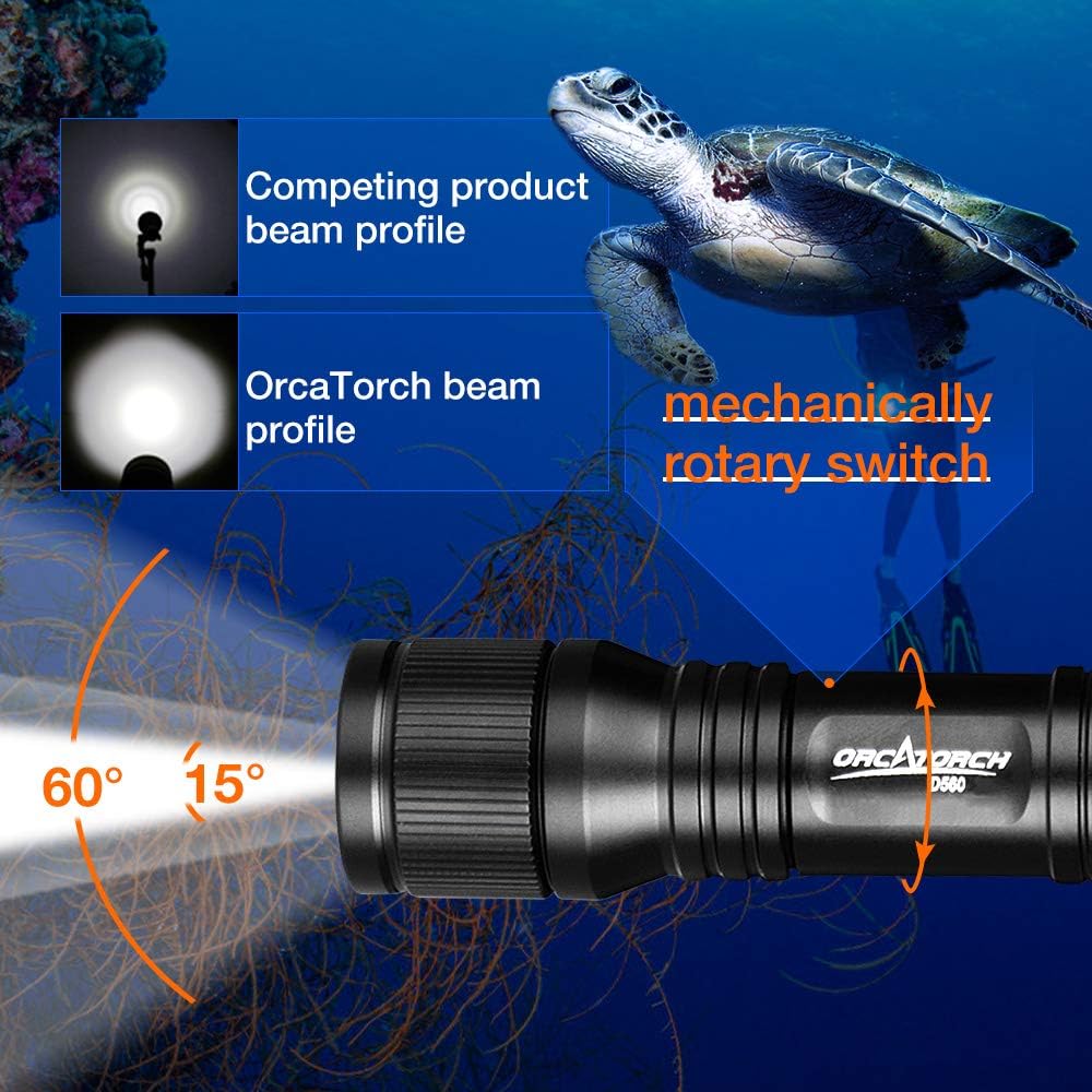 Linterna buceo 650 lúmenes con máscara y clip 360° negro