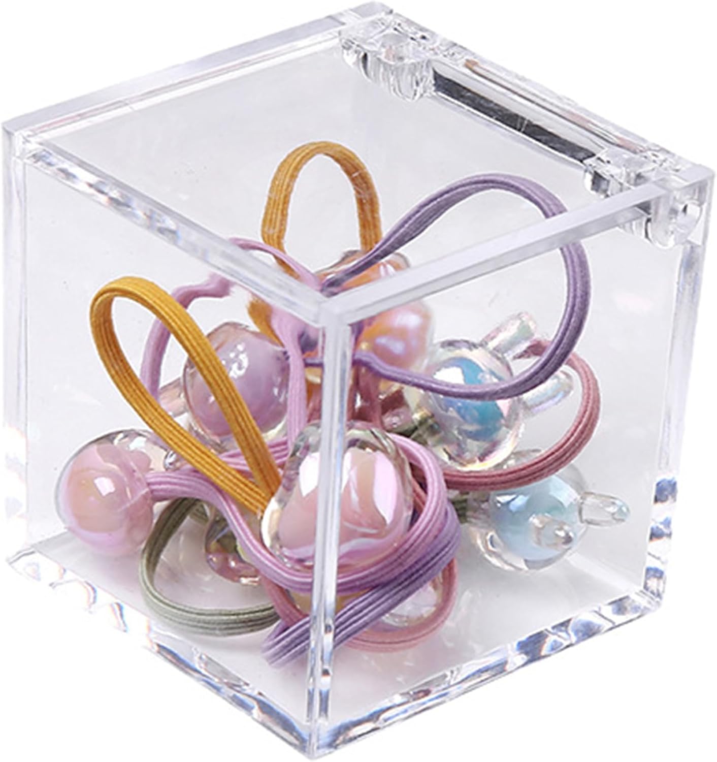 Caja acrílico transparente con tapa para toalla y accesorios