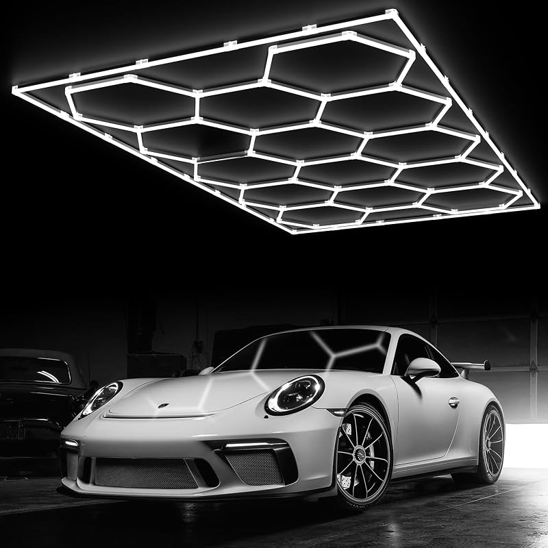 Luces LED garaje hexagonales 14 rejillas 6500K