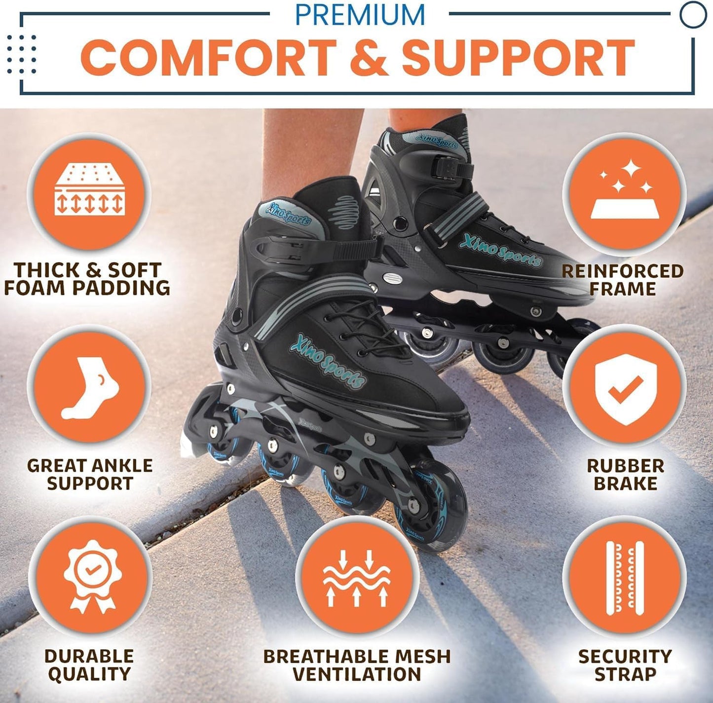 Patines en línea 2en1 con luz LED para niños y adultos