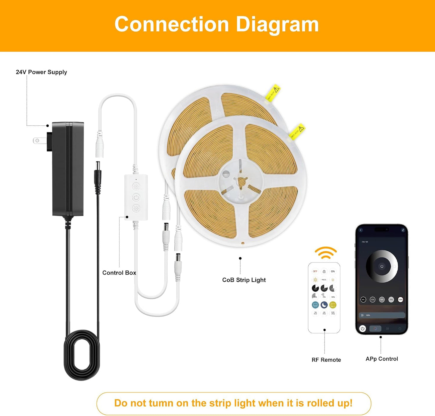 Tira LED 50ft 4000K control remoto dormitorio