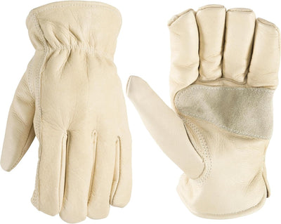 Guantes cuero vaca palma reforzada construcción beige grande