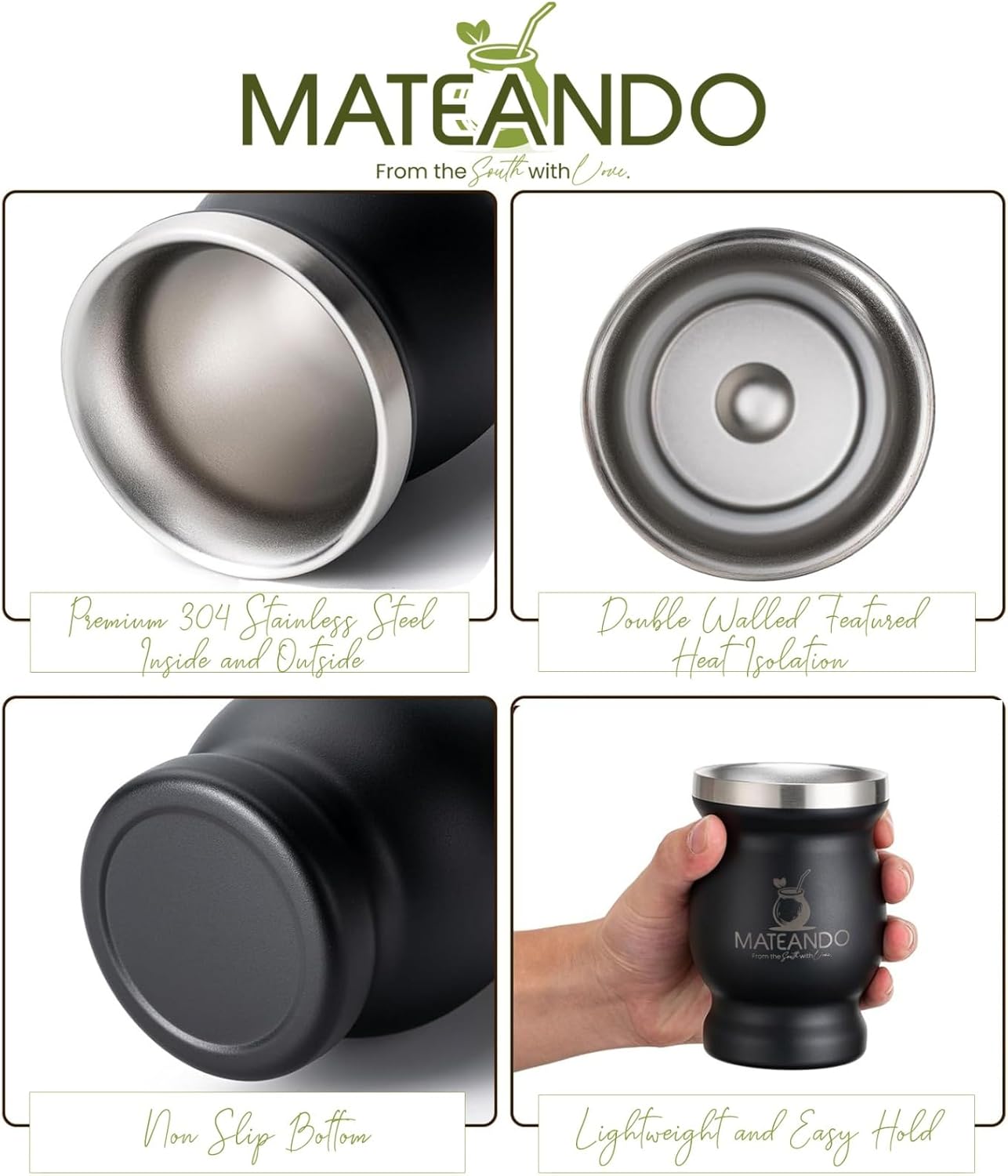 Vaso Yerba Mate Calabaza Acero Inox con Bombilla