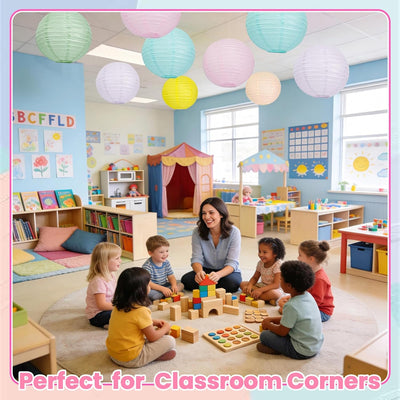 12 Linternas papel pastel 8pulg colgantes decoración aula fiesta