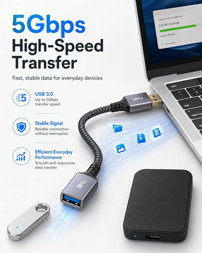Cable USB 3.0 6ft macho hembra material trenzado comp teclado mouse