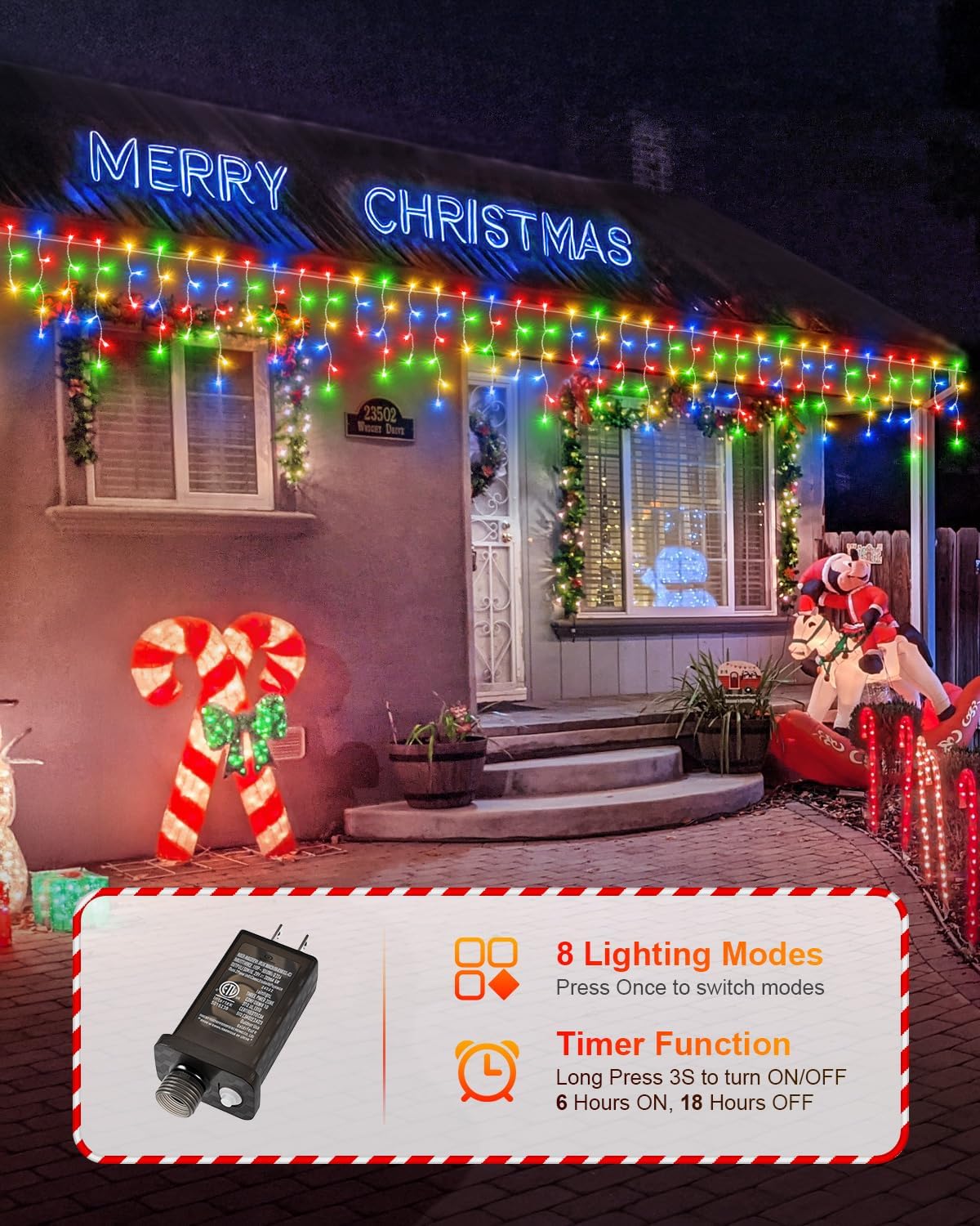 Luces Navidad exteriores 159pies 1458LED impermeables