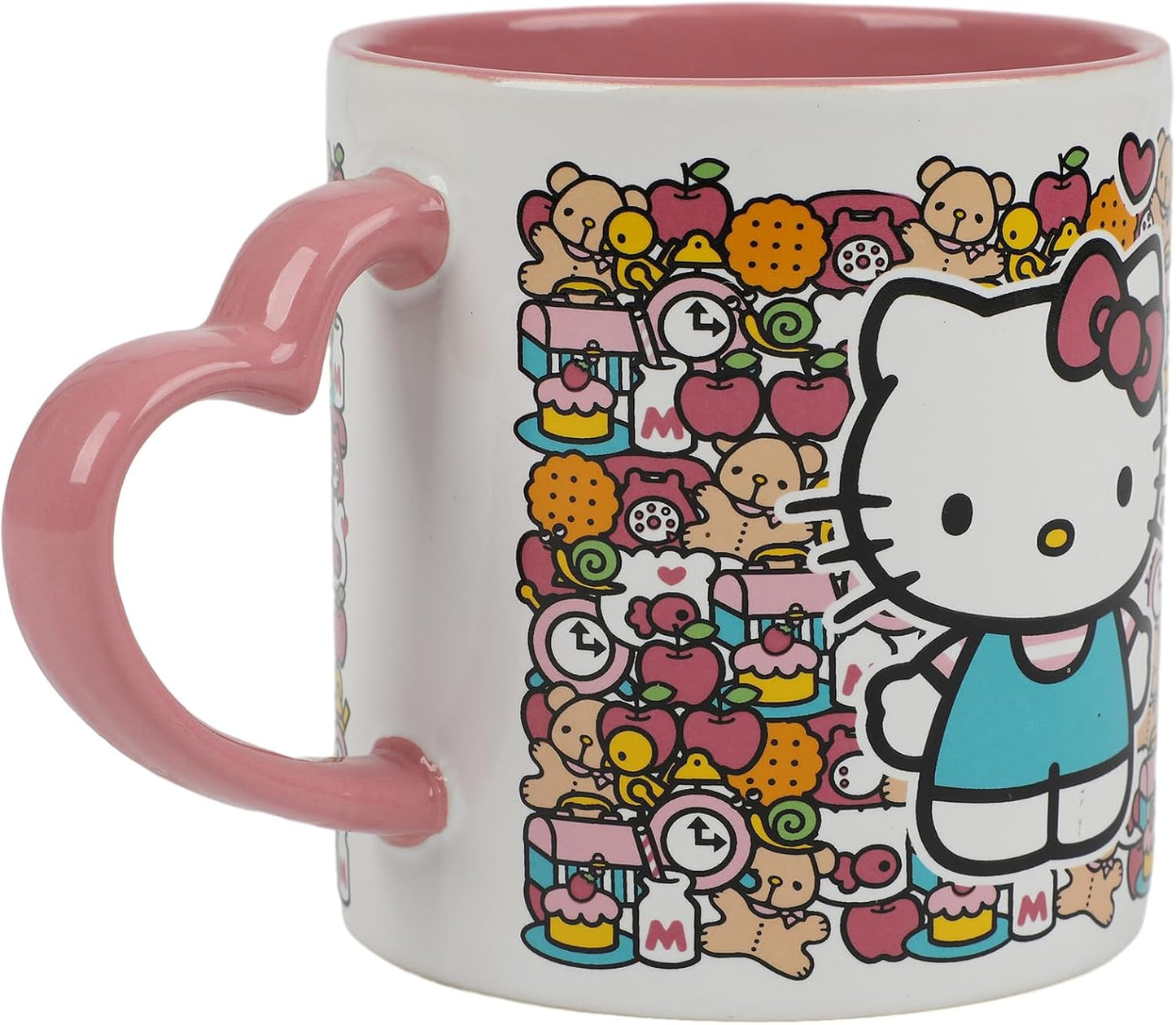 Taza Hello Kitty con mango corazón rosa 16oz