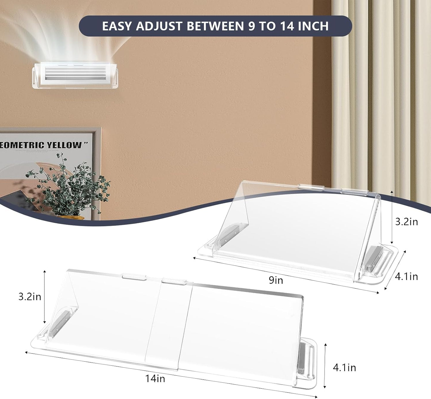 Deflector magnético aire ajustable 9-14pulg plástico