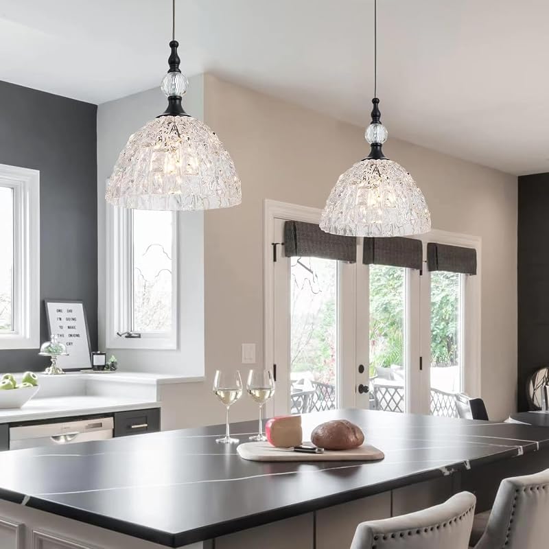 Lámpara colgante moderna negro cristal K9 2 unidades