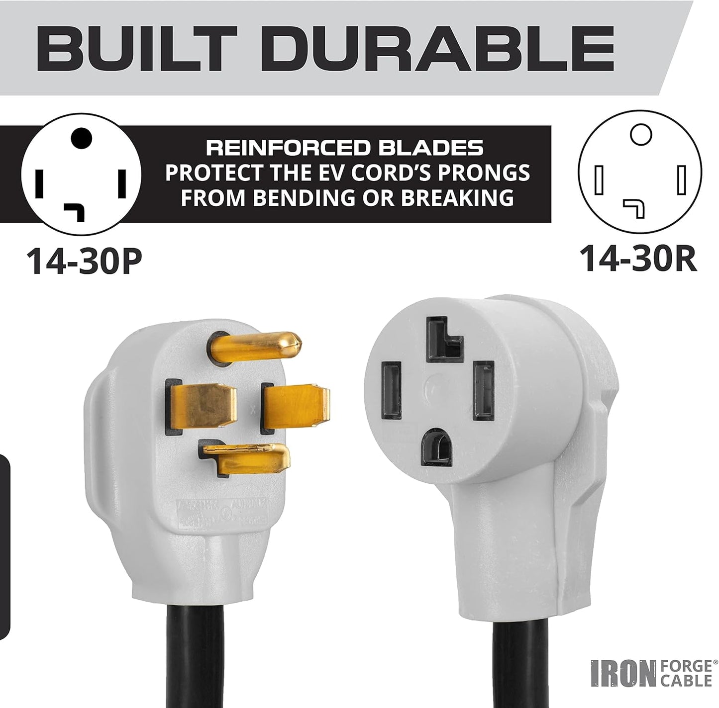 Cable extensión secadora 15ft 14-30P a 14-30R 30A negro