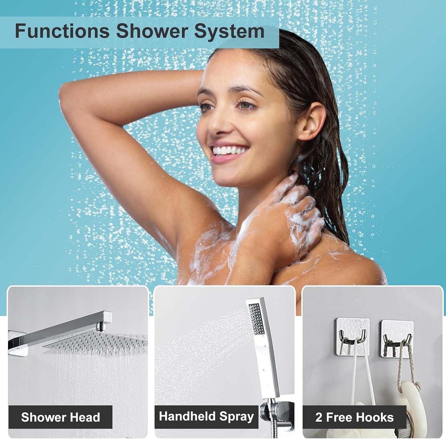 Sistema ducha cromado 8pulg lluvia con rociador