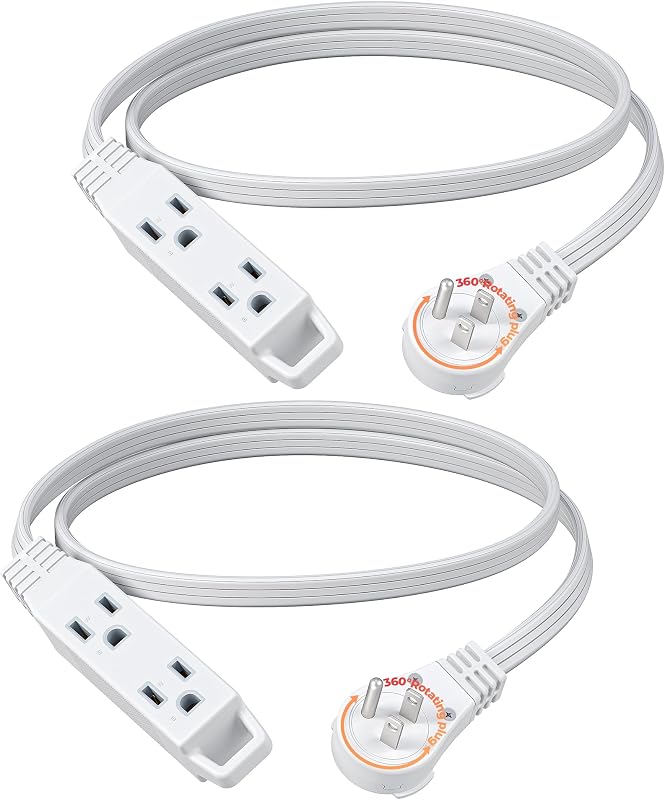 Cable extensión plano giratorio 360° 3 salidas 16 awg