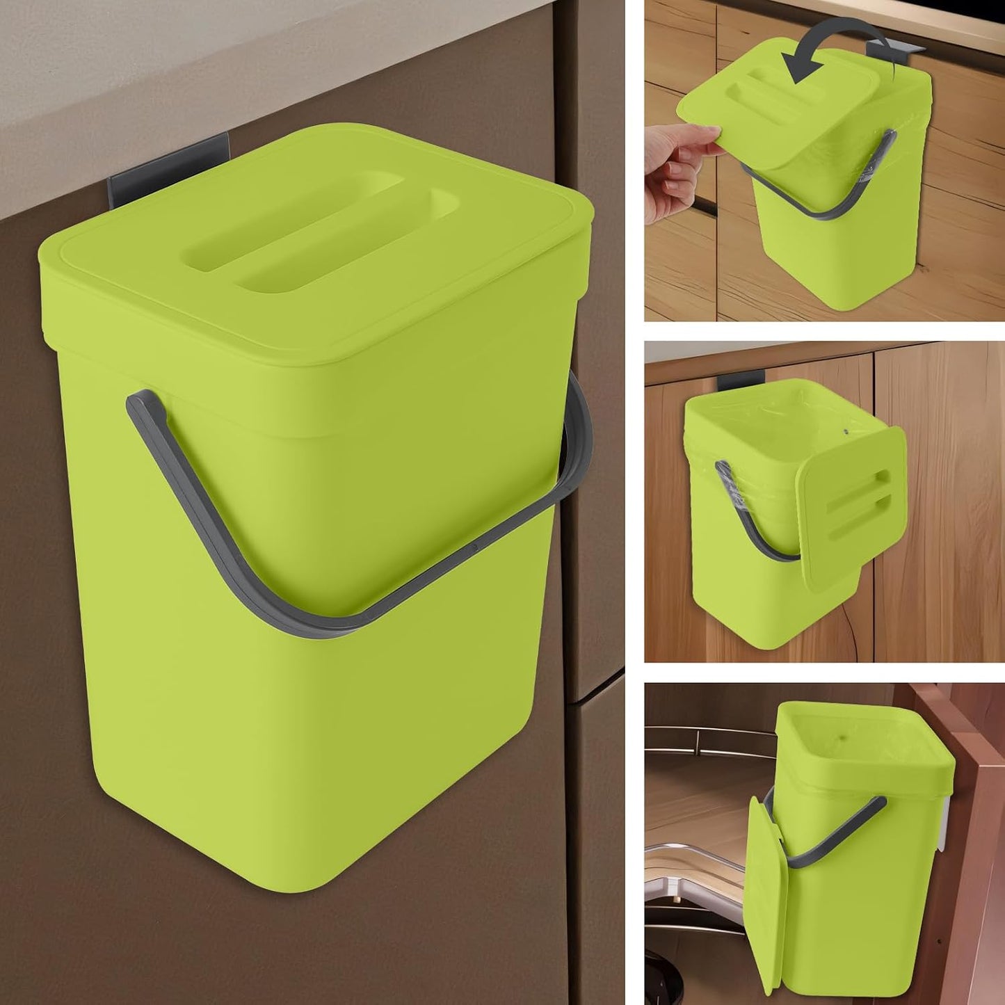 Cubo compostaje cocina colgante con tapa para armario baño