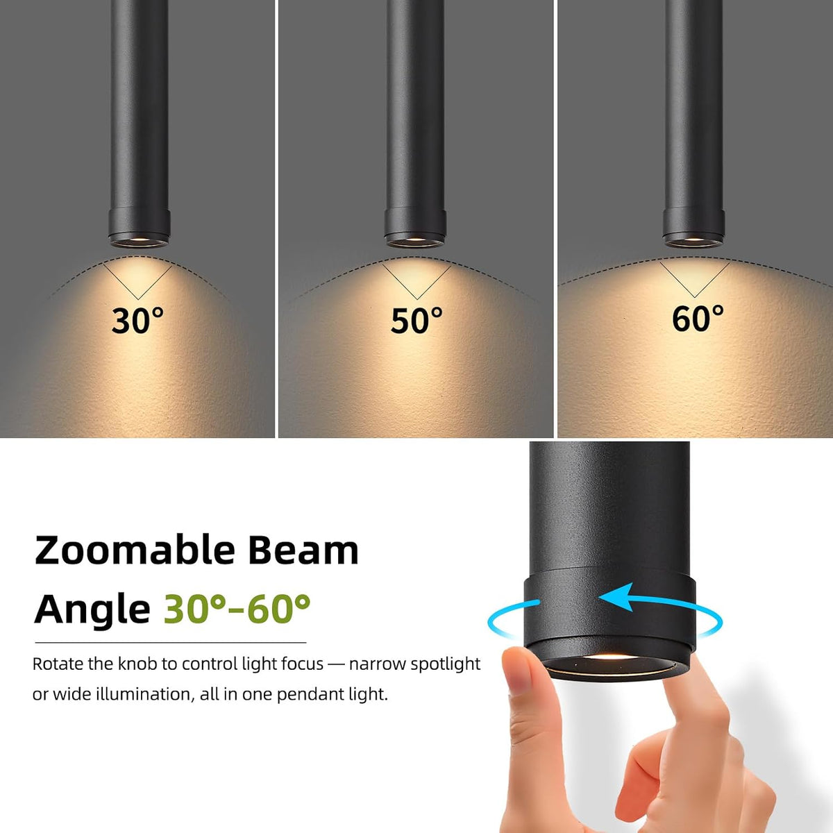 Lámpara colgante LED negra moderna 7W 14.96pulg regulable