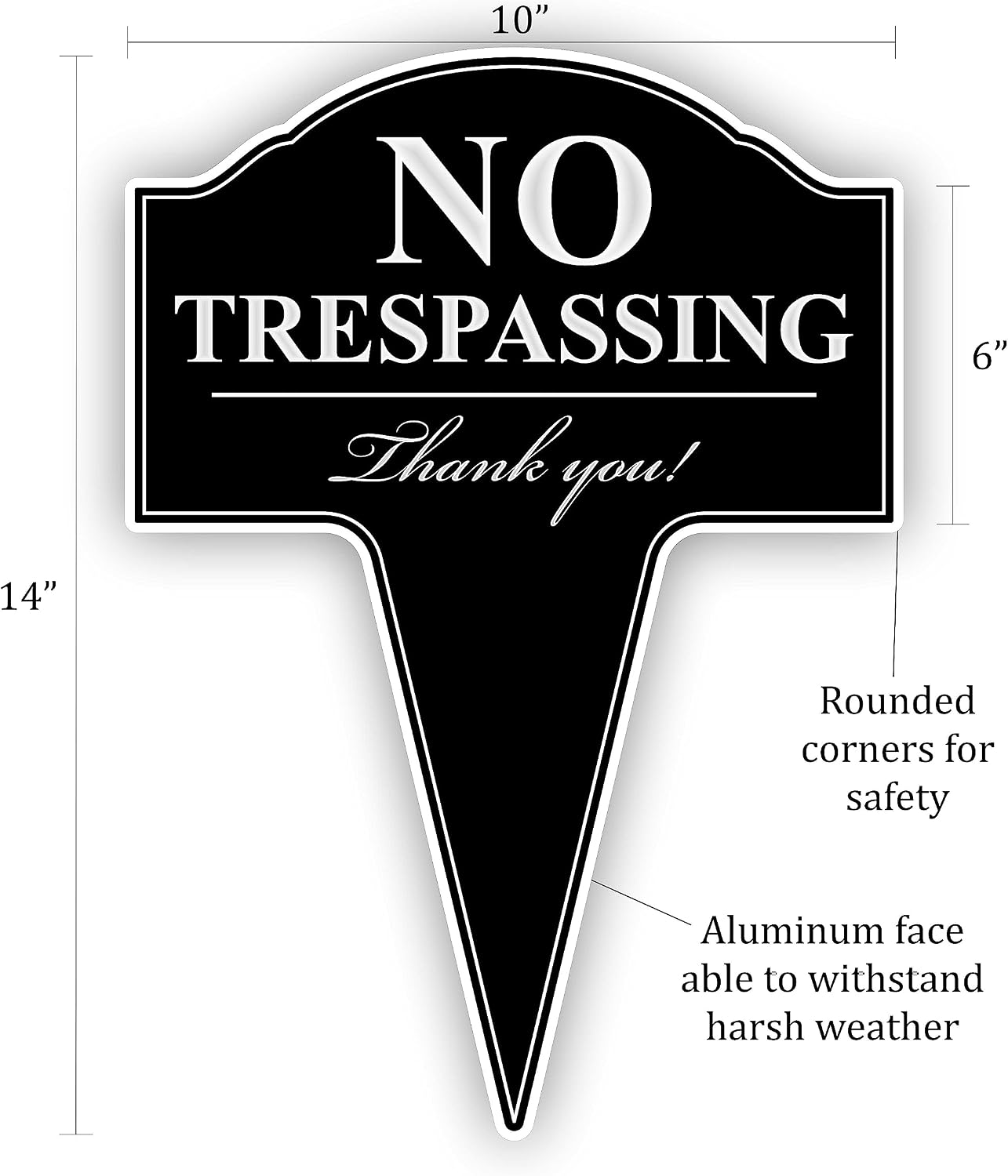 Letrero metal No Trespassing 10x14"