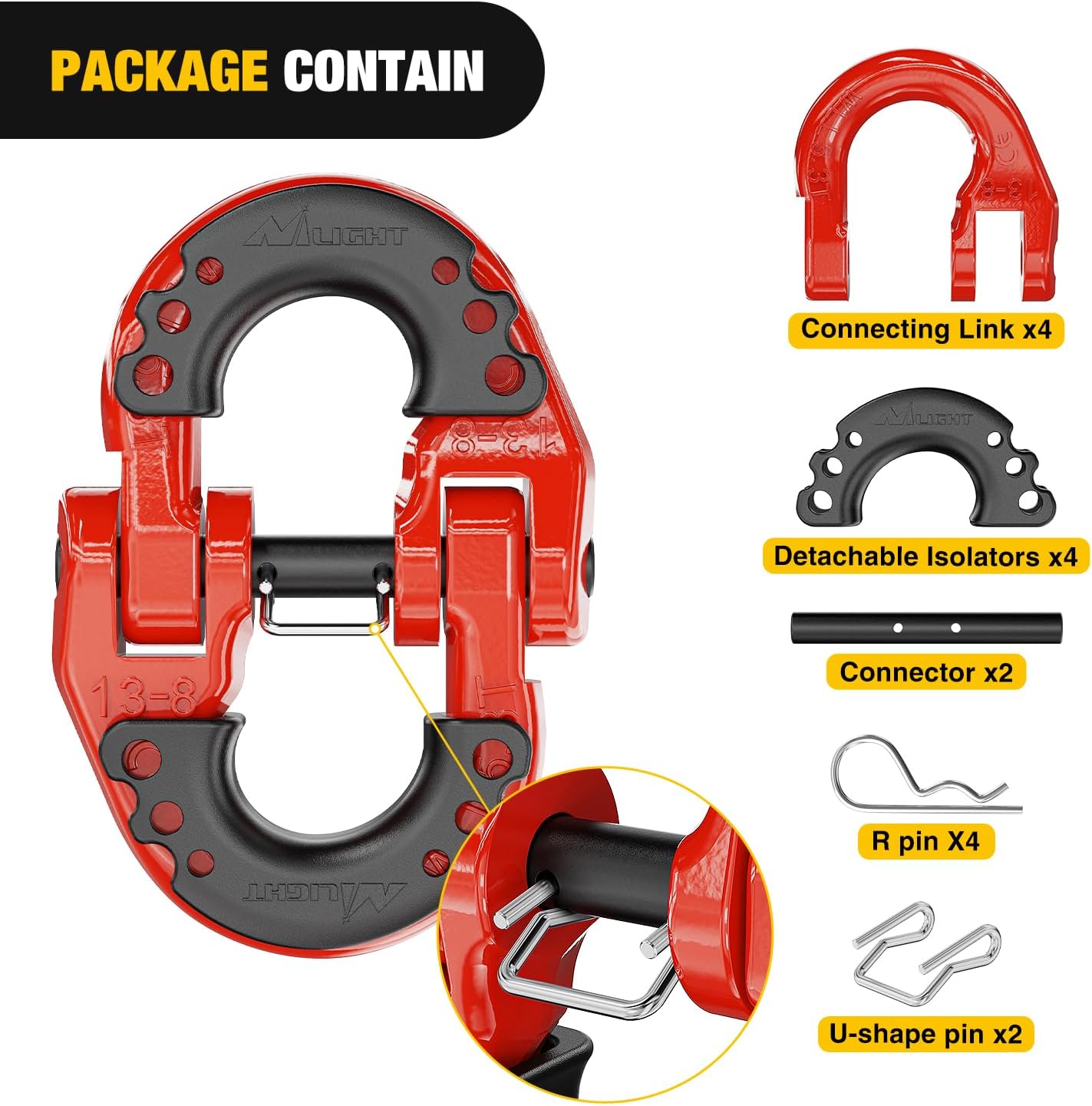 Conectores cadena remolque 1/2pulg acero forjado pack 2