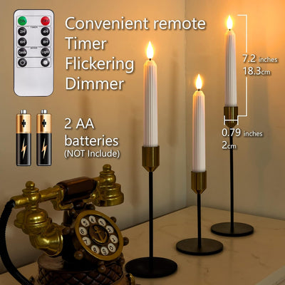 Velas cónicas LED sin llama con control remoto y temporizador