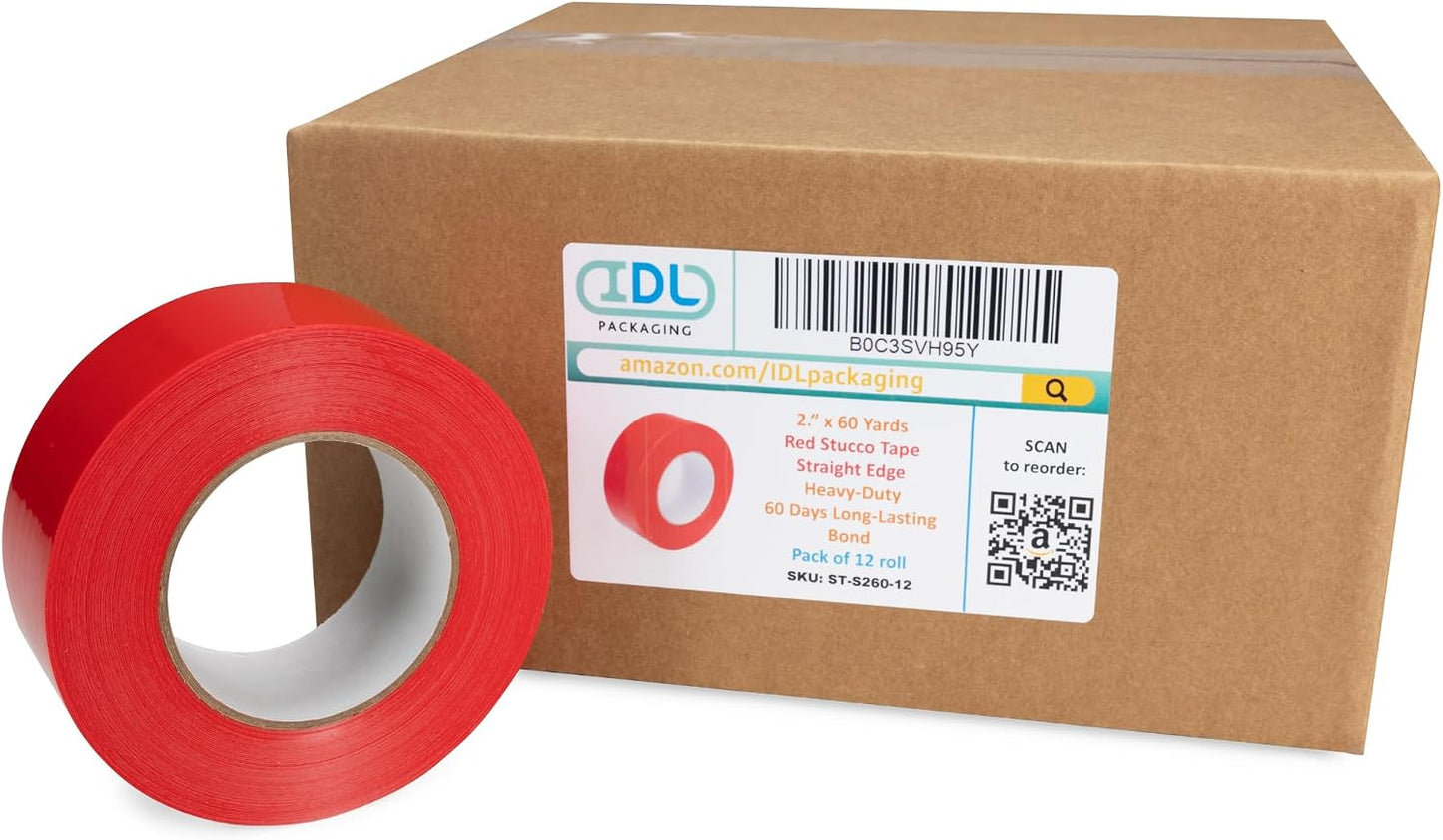 Cinta estuco roja 2pulg x60yardas 12rollos UV resistente