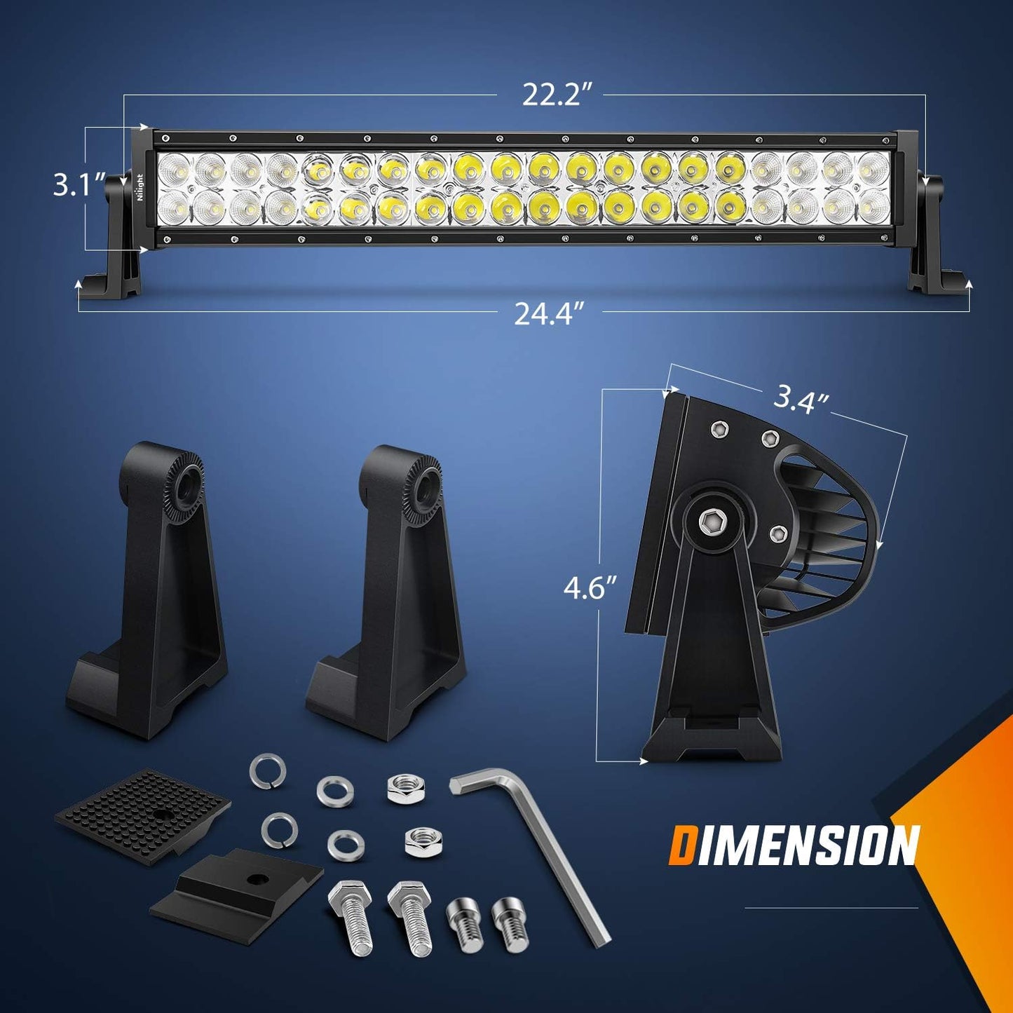 Barra luz LED inundación 22pulg 120W 2uds antiniebla