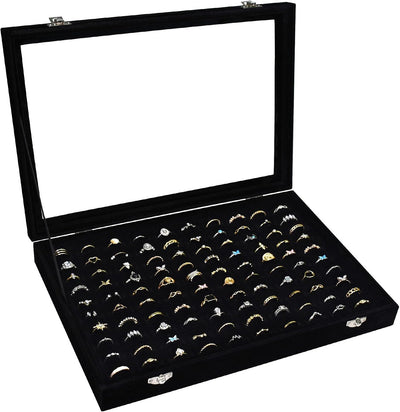 Bandeja organizadora anillos terciopelo 100 ranuras vitrina