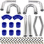 Set 8 Tubos Aluminio 2.5" 600mm Kit 16 Abrazaderas